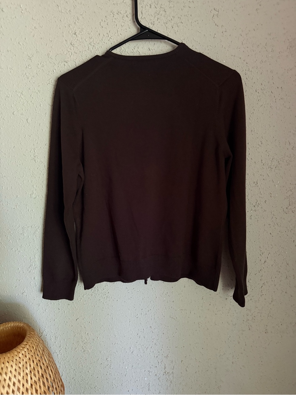 Lands’ End Chocolate Brown Cardigan | Fine Knit Button Front Sweater - Picture 5 of 5